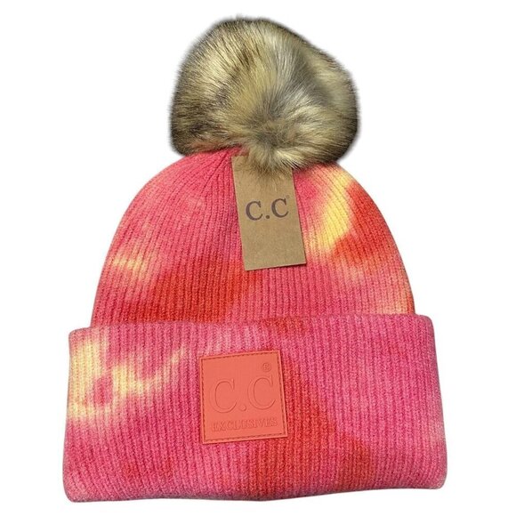 CC Exclusives Knit Pom Hat Orange Peach One Size - Picture 1 of 3